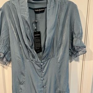 Scarlet Darkness Blue Satin Blouse